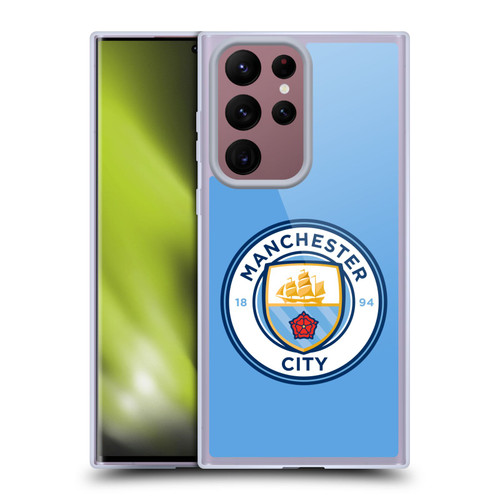 Manchester City Man City FC Badge Blue Full Colour Soft Gel Case for Samsung Galaxy S22 Ultra 5G