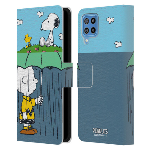 Peanuts Halfs And Laughs Charlie, Snoppy & Woodstock Leather Book Wallet Case Cover For Samsung Galaxy F22 (2021)