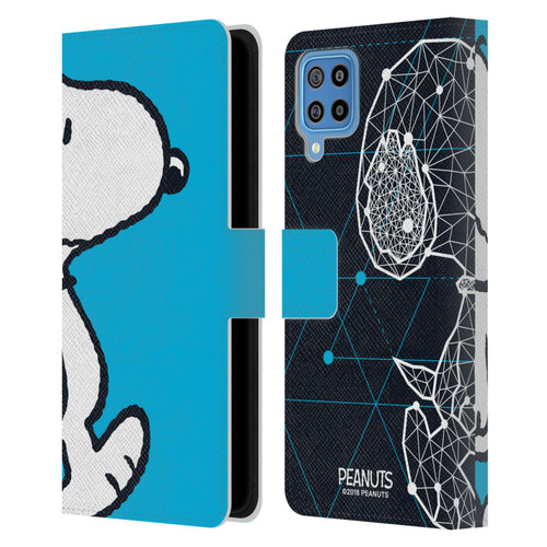 Peanuts Halfs And Laughs Snoopy Geometric Leather Book Wallet Case Cover For Samsung Galaxy F22 (2021)