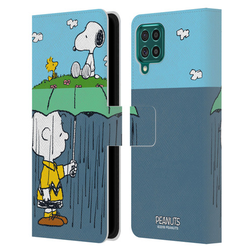 Peanuts Halfs And Laughs Charlie, Snoppy & Woodstock Leather Book Wallet Case Cover For Samsung Galaxy F62 (2021)