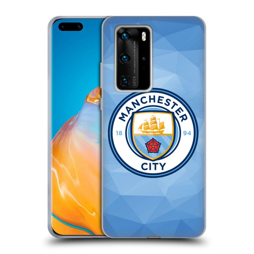 Manchester City Man City FC Badge Geometric Blue Full Colour Soft Gel Case for Huawei P40 Pro / P40 Pro Plus 5G