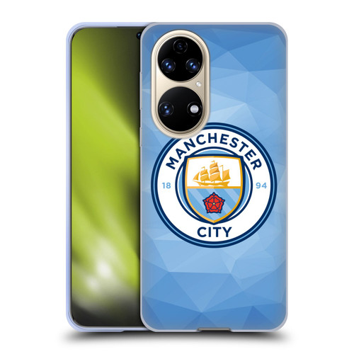 Manchester City Man City FC Badge Geometric Blue Full Colour Soft Gel Case for Huawei P50