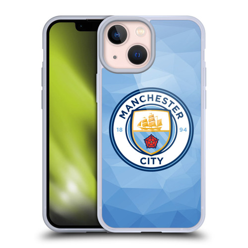 Manchester City Man City FC Badge Geometric Blue Full Colour Soft Gel Case for Apple iPhone 13 Mini