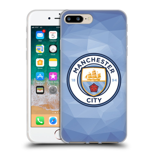 Manchester City Man City FC Badge Geometric Blue Full Colour Soft Gel Case for Apple iPhone 7 Plus / iPhone 8 Plus