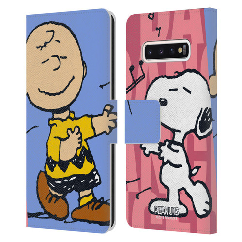 Peanuts Halfs And Laughs Snoopy & Charlie Leather Book Wallet Case Cover For Samsung Galaxy S10