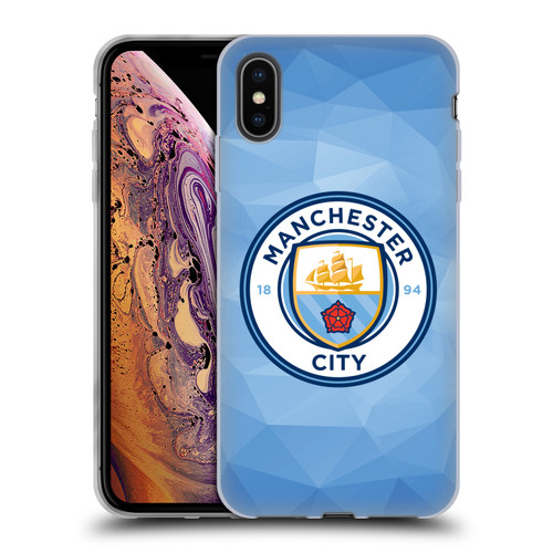 Manchester City Man City FC Badge Geometric Blue Full Colour Soft Gel Case for Apple iPhone XS Max