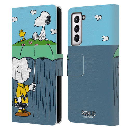 Peanuts Halfs And Laughs Charlie, Snoppy & Woodstock Leather Book Wallet Case Cover For Samsung Galaxy S21 FE 5G