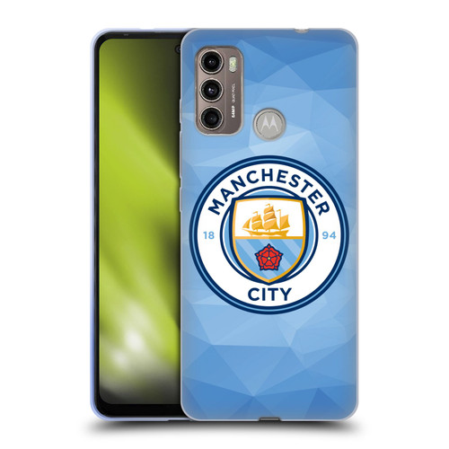 Manchester City Man City FC Badge Geometric Blue Full Colour Soft Gel Case for Motorola Moto G60 / Moto G40 Fusion