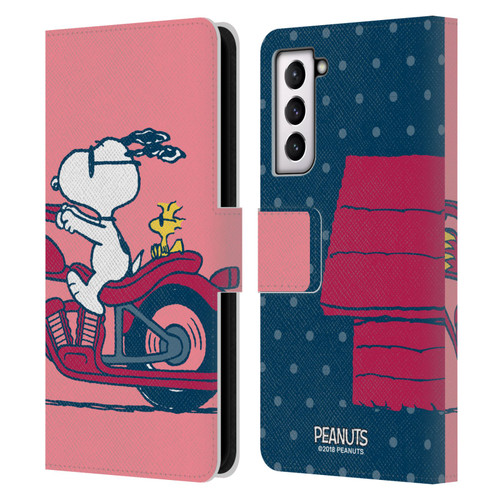 Peanuts Halfs And Laughs Snoopy & Woodstock Leather Book Wallet Case Cover For Samsung Galaxy S21 FE 5G