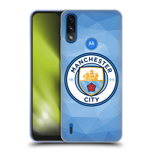 Manchester City Man City FC Badge Geometric Blue Full Colour Soft Gel Case for Motorola Moto E7 Power / Moto E7i Power