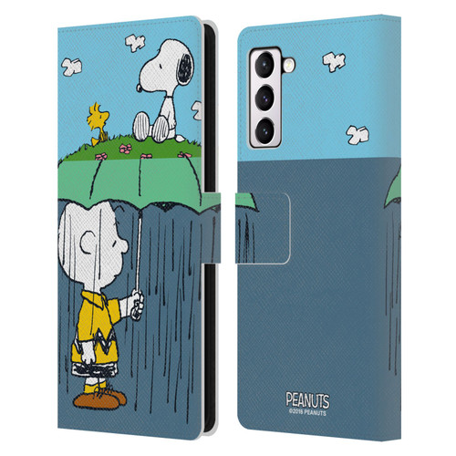 Peanuts Halfs And Laughs Charlie, Snoppy & Woodstock Leather Book Wallet Case Cover For Samsung Galaxy S21+ 5G