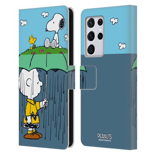 Peanuts Halfs And Laughs Charlie, Snoppy & Woodstock Leather Book Wallet Case Cover For Samsung Galaxy S21 Ultra 5G