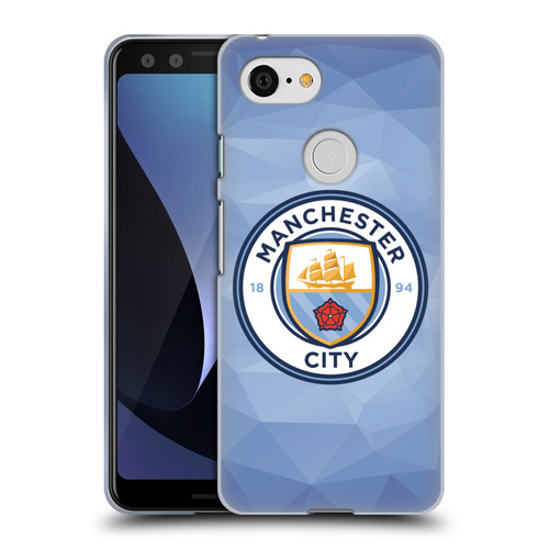 Manchester City Man City FC Badge Geometric Blue Full Colour Soft Gel Case for Google Pixel 3
