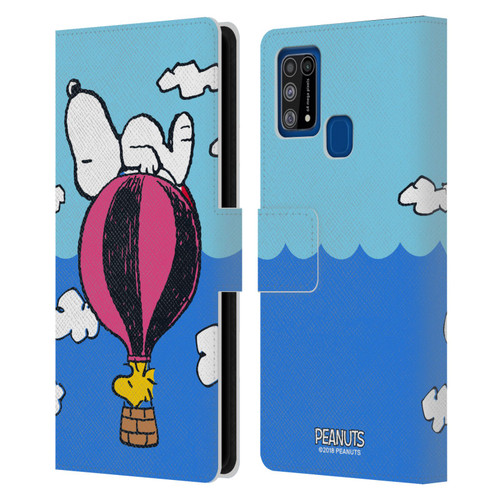 Peanuts Halfs And Laughs Snoopy & Woodstock Balloon Leather Book Wallet Case Cover For Samsung Galaxy M31 (2020)