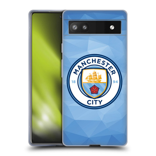 Manchester City Man City FC Badge Geometric Blue Full Colour Soft Gel Case for Google Pixel 6a