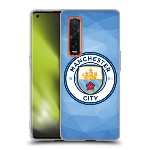 Manchester City Man City FC Badge Geometric Blue Full Colour Soft Gel Case for OPPO Find X2 Pro 5G