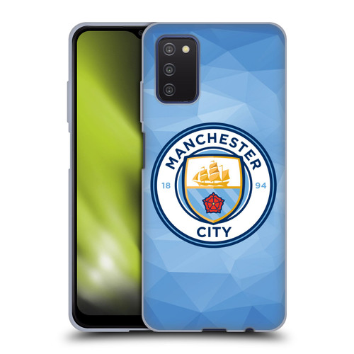 Manchester City Man City FC Badge Geometric Blue Full Colour Soft Gel Case for Samsung Galaxy A03s (2021)