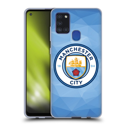 Manchester City Man City FC Badge Geometric Blue Full Colour Soft Gel Case for Samsung Galaxy A21s (2020)