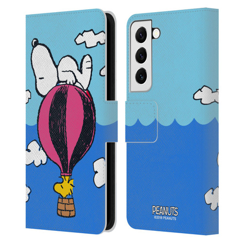 Peanuts Halfs And Laughs Snoopy & Woodstock Balloon Leather Book Wallet Case Cover For Samsung Galaxy S22 5G