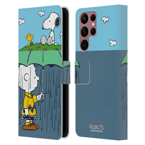 Peanuts Halfs And Laughs Charlie, Snoppy & Woodstock Leather Book Wallet Case Cover For Samsung Galaxy S22 Ultra 5G