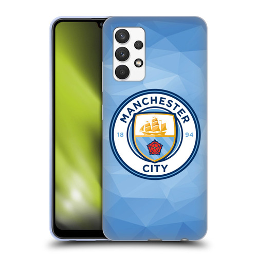 Manchester City Man City FC Badge Geometric Blue Full Colour Soft Gel Case for Samsung Galaxy A32 (2021)