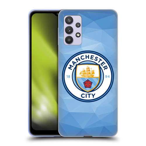 Manchester City Man City FC Badge Geometric Blue Full Colour Soft Gel Case for Samsung Galaxy A32 5G / M32 5G (2021)