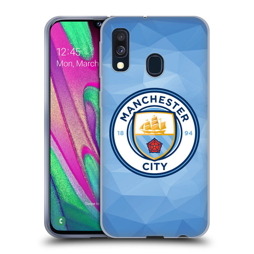 Manchester City Man City FC Badge Geometric Blue Full Colour Soft Gel Case for Samsung Galaxy A40 (2019)