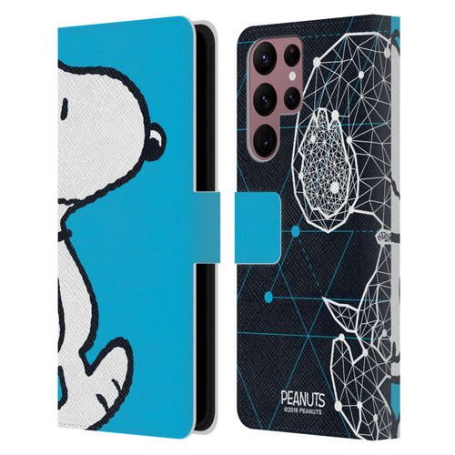 Peanuts Halfs And Laughs Snoopy Geometric Leather Book Wallet Case Cover For Samsung Galaxy S22 Ultra 5G