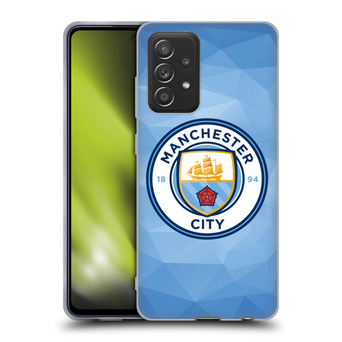 Manchester City Man City FC Badge Geometric Blue Full Colour Soft Gel Case for Samsung Galaxy A52 / A52s / 5G (2021)