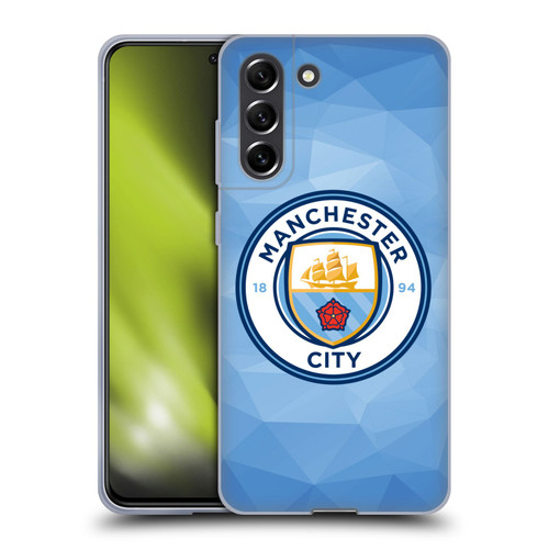 Manchester City Man City FC Badge Geometric Blue Full Colour Soft Gel Case for Samsung Galaxy S21 FE 5G