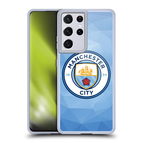 Manchester City Man City FC Badge Geometric Blue Full Colour Soft Gel Case for Samsung Galaxy S21 Ultra 5G