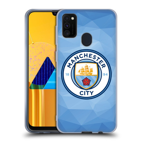 Manchester City Man City FC Badge Geometric Blue Full Colour Soft Gel Case for Samsung Galaxy M30s (2019)/M21 (2020)