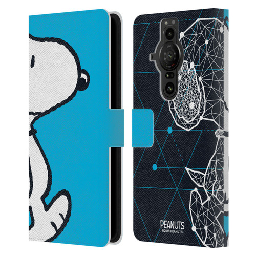 Peanuts Halfs And Laughs Snoopy Geometric Leather Book Wallet Case Cover For Sony Xperia Pro-I