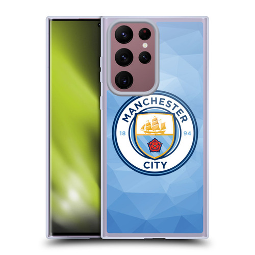Manchester City Man City FC Badge Geometric Blue Full Colour Soft Gel Case for Samsung Galaxy S22 Ultra 5G