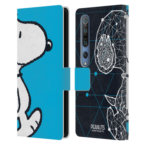 Peanuts Halfs And Laughs Snoopy Geometric Leather Book Wallet Case Cover For Xiaomi Mi 10 5G / Mi 10 Pro 5G