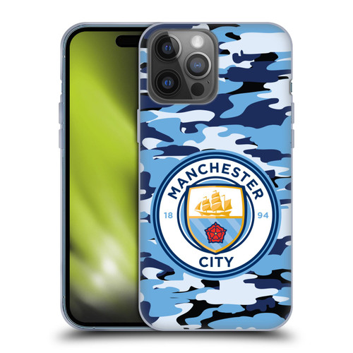 Manchester City Man City FC Badge Camou Blue Moon Soft Gel Case for Apple iPhone 14 Pro Max