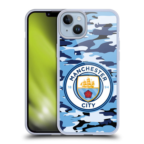 Manchester City Man City FC Badge Camou Blue Moon Soft Gel Case for Apple iPhone 14 Plus