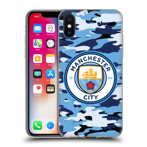 Manchester City Man City FC Badge Camou Blue Moon Soft Gel Case for Apple iPhone X / iPhone XS