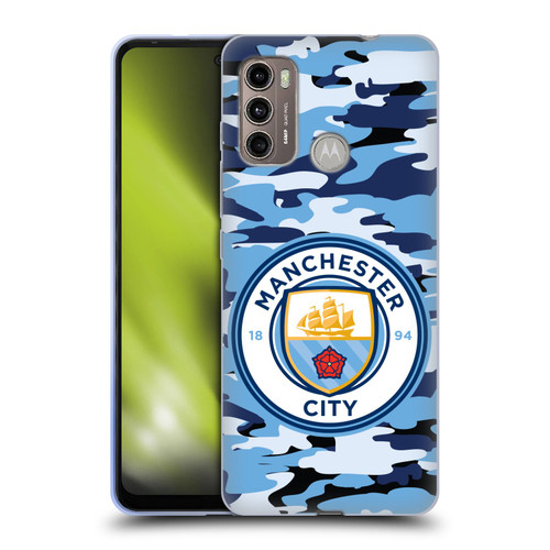 Manchester City Man City FC Badge Camou Blue Moon Soft Gel Case for Motorola Moto G60 / Moto G40 Fusion