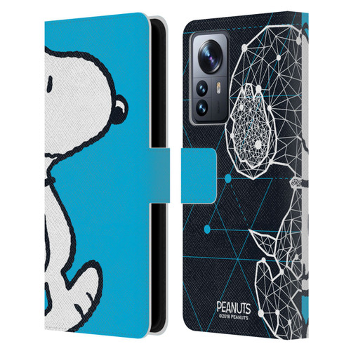 Peanuts Halfs And Laughs Snoopy Geometric Leather Book Wallet Case Cover For Xiaomi 12 Pro