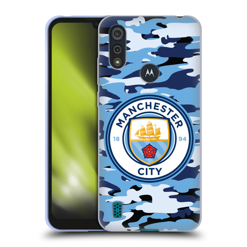 Manchester City Man City FC Badge Camou Blue Moon Soft Gel Case for Motorola Moto E6s (2020)