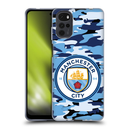 Manchester City Man City FC Badge Camou Blue Moon Soft Gel Case for Motorola Moto G22