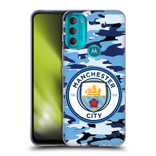 Manchester City Man City FC Badge Camou Blue Moon Soft Gel Case for Motorola Moto G71 5G