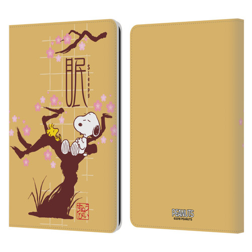 Peanuts Oriental Snoopy Sleepy Leather Book Wallet Case Cover For Amazon Kindle Paperwhite 1 / 2 / 3