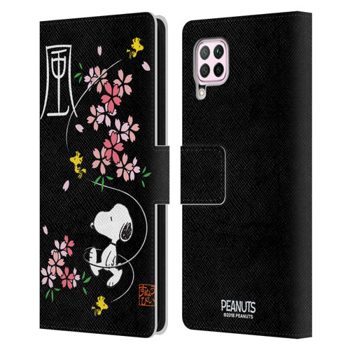 Peanuts Oriental Snoopy Cherry Blossoms Leather Book Wallet Case Cover For Huawei Nova 6 SE / P40 Lite