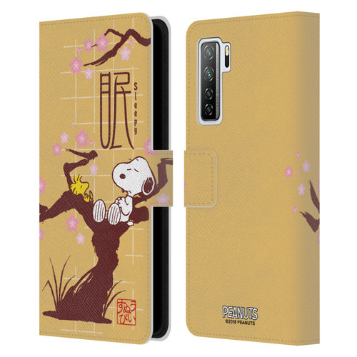 Peanuts Oriental Snoopy Sleepy Leather Book Wallet Case Cover For Huawei Nova 7 SE/P40 Lite 5G