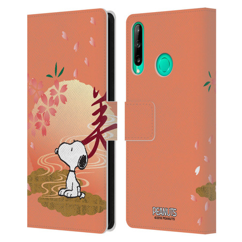 Peanuts Oriental Snoopy Sakura Leather Book Wallet Case Cover For Huawei P40 lite E