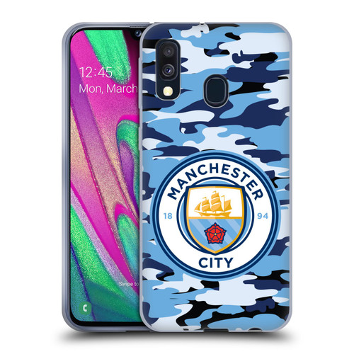 Manchester City Man City FC Badge Camou Blue Moon Soft Gel Case for Samsung Galaxy A40 (2019)