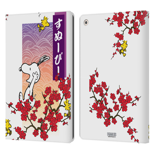 Peanuts Oriental Snoopy Cherry Blossoms 2 Leather Book Wallet Case Cover For Apple iPad 10.2 2019/2020/2021