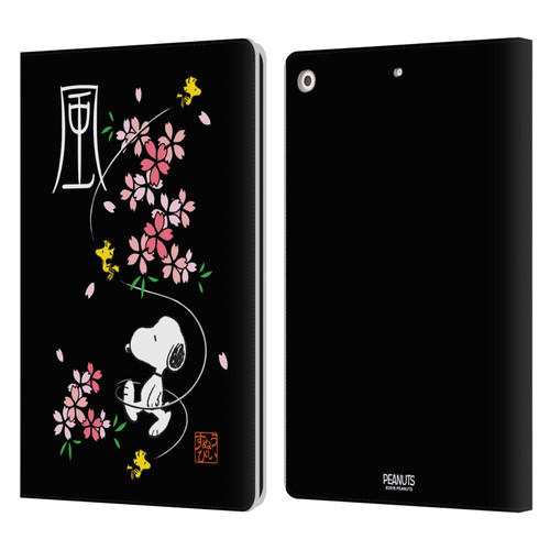 Peanuts Oriental Snoopy Cherry Blossoms Leather Book Wallet Case Cover For Apple iPad 10.2 2019/2020/2021